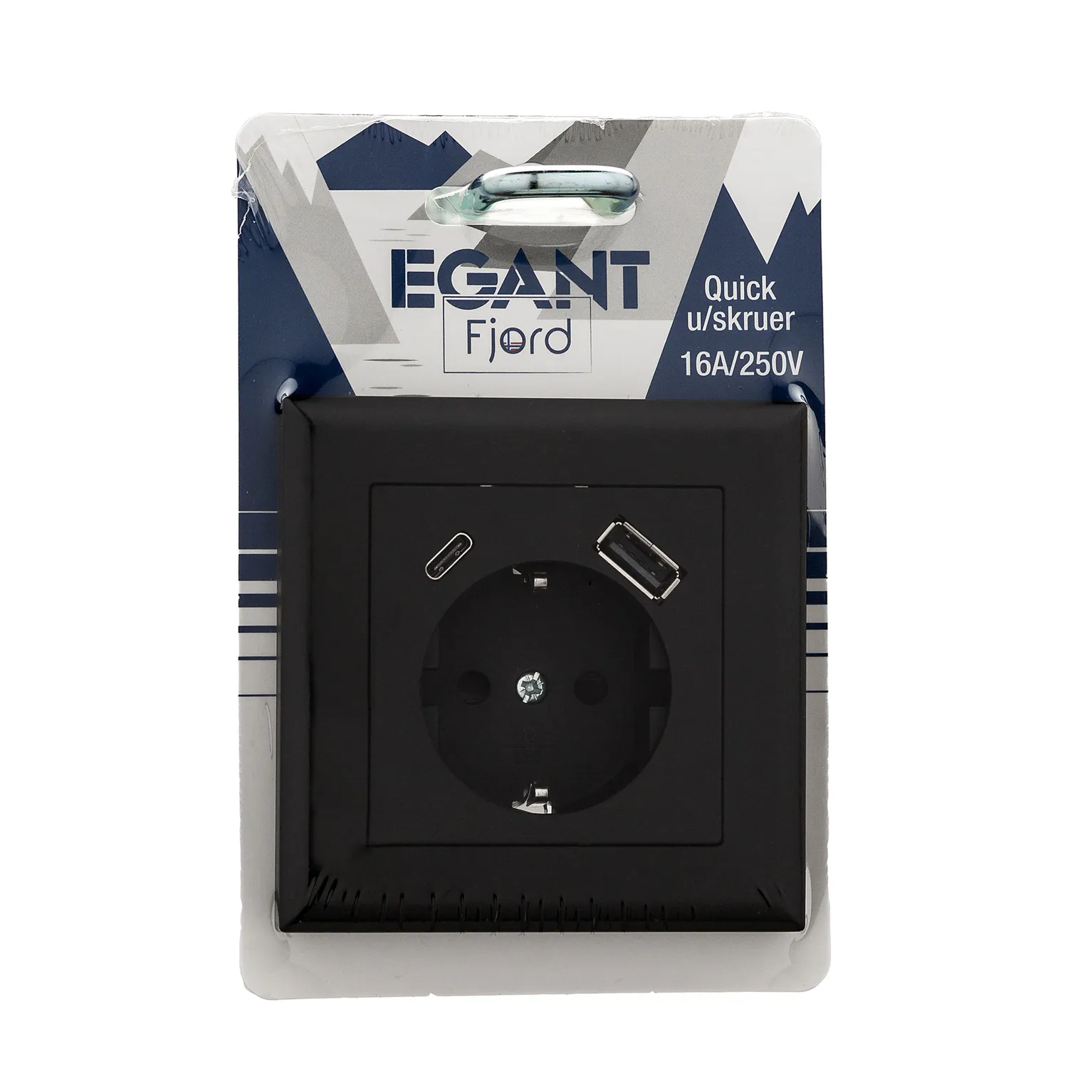 EGANT Fjord stikkontakt med jord USB A+C