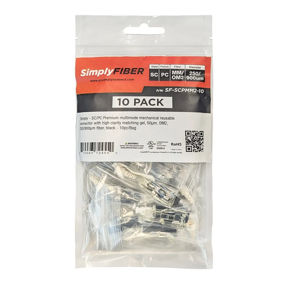 Simply45 SC/PC fiberstik multimode sort 10 stk OM2