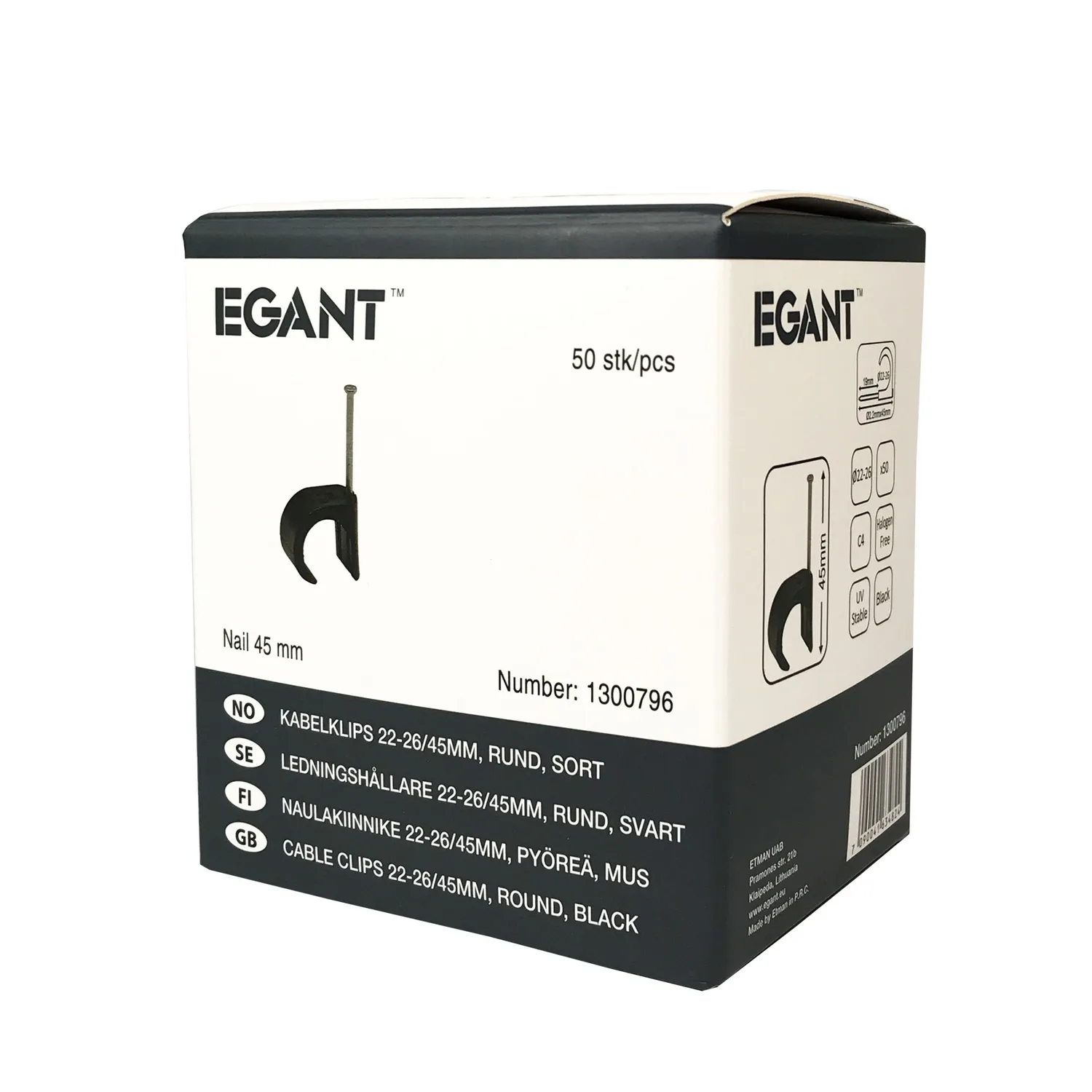EGANT kabelclips 22-26mm rund sort