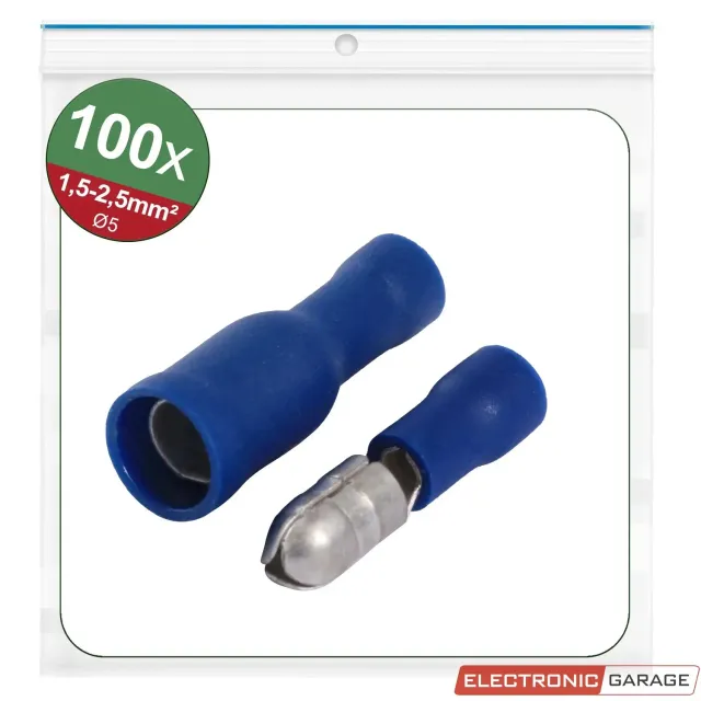 Electronic Garage EG 23C492 rundstik sæt blå 100 stk 1,5-2,5 mm²