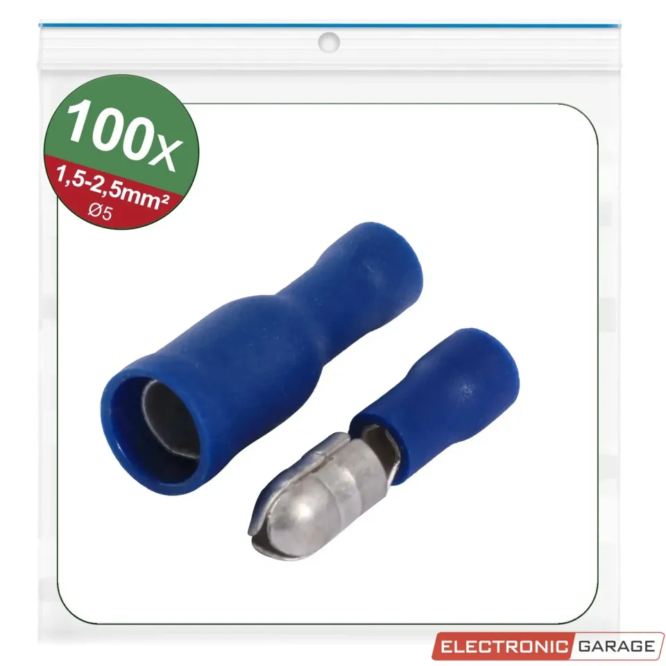 Electronic Garage EG 23C492 rundstik sæt blå 100 stk 1,5-2,5 mm²