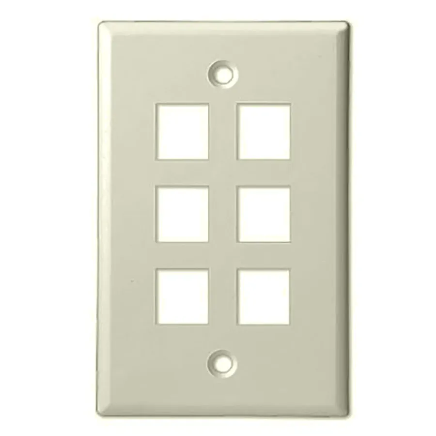 Simply45 306-AL vægplade 6-port almond 10-pak