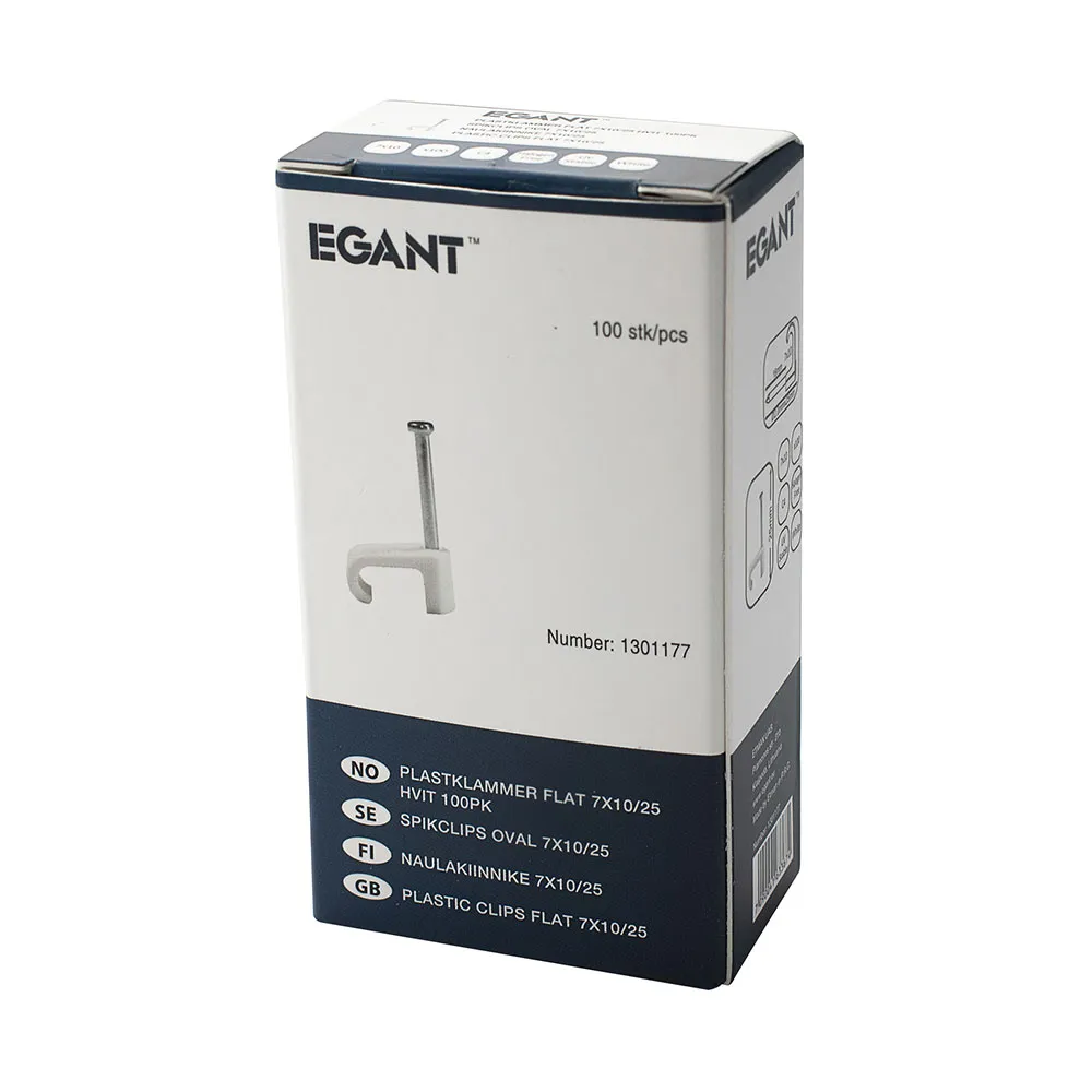 EGANT 7x10 mm sømklammer flad ledning
