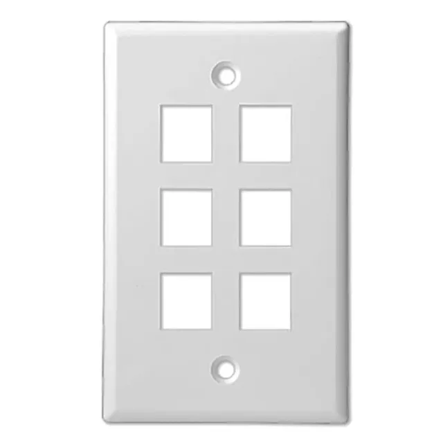 Simply45 206-WT vægplade 6-port hvid 10stk