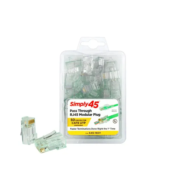 Simply45 S45-1601 RJ45 stik Cat6 50 stk pass-through