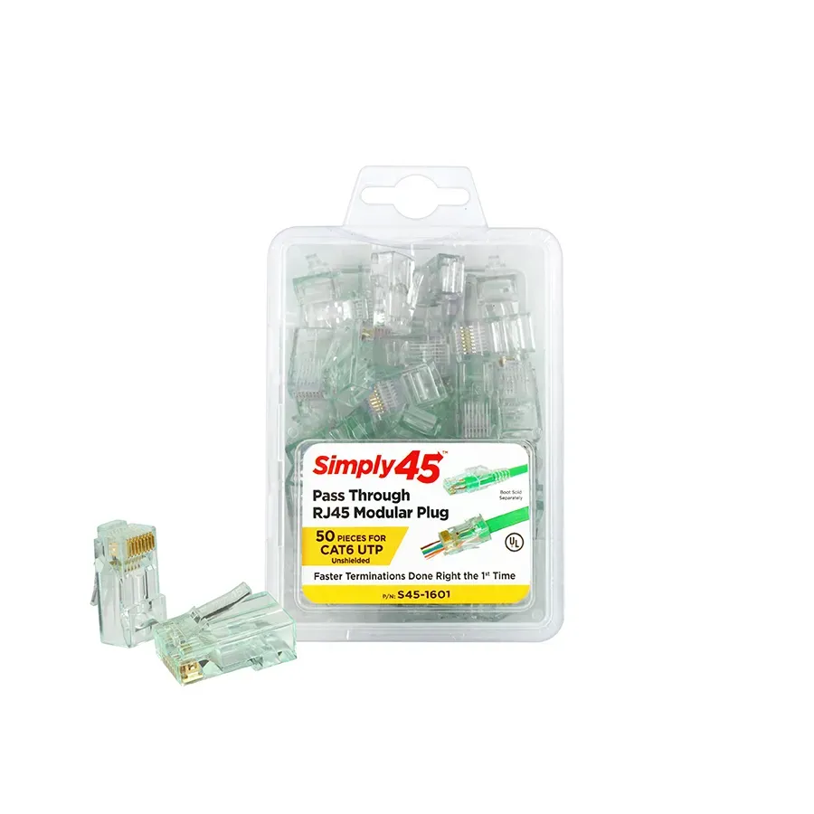 Simply45 S45-1601 RJ45 stik Cat6 50 stk pass-through