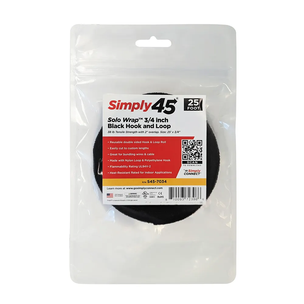 Simply45 burrebånd sort 19mm 7,6m rulle