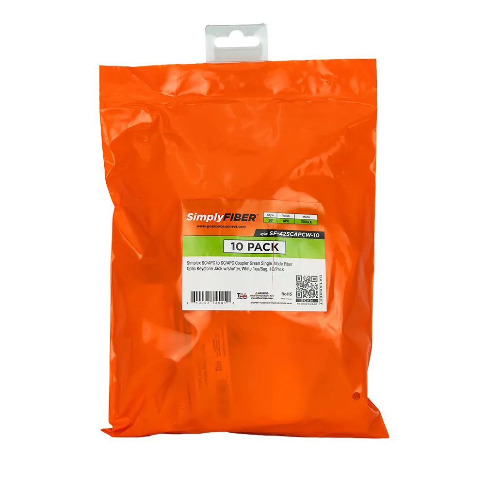 Simply45 SC/APC keystone fiber hvid 10-pak