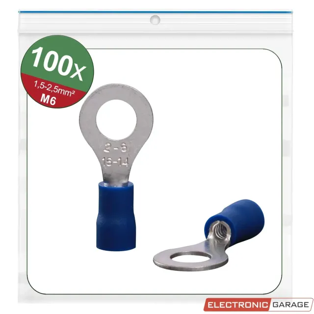 Electronic Garage EG 22C448 ringkabelsko M6 blå 100 stk 2,5 mm²