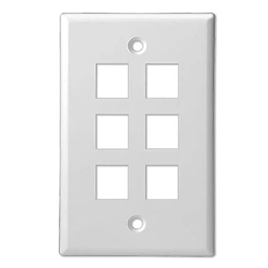 Simply45 306-WT vægplade 6 port hvid 10 stk