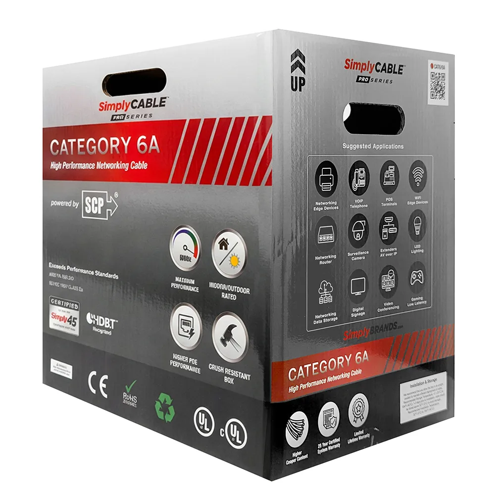 Simply45 Pro Series Cat6a installationskabel sort 305 m