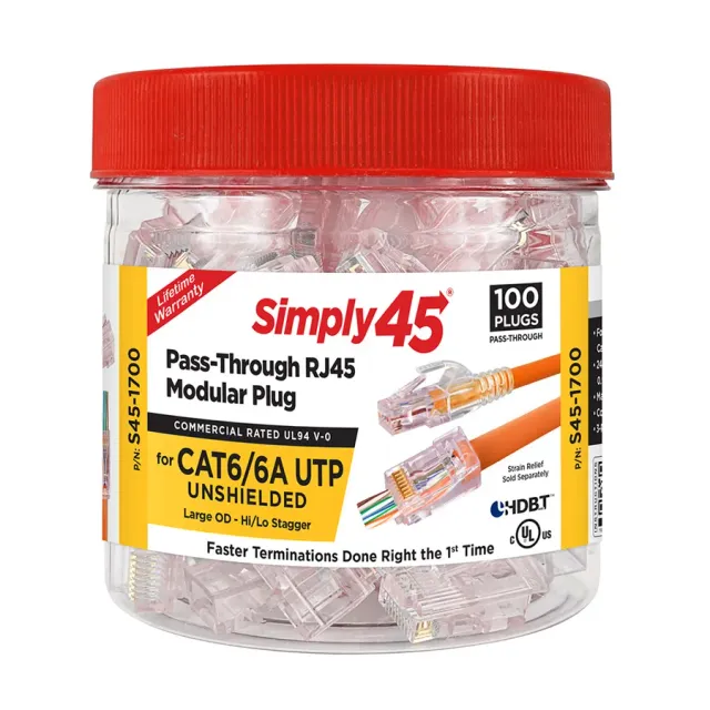 Simply45 S45-1700 RJ45 stik Cat6/6a 100 stk UTP