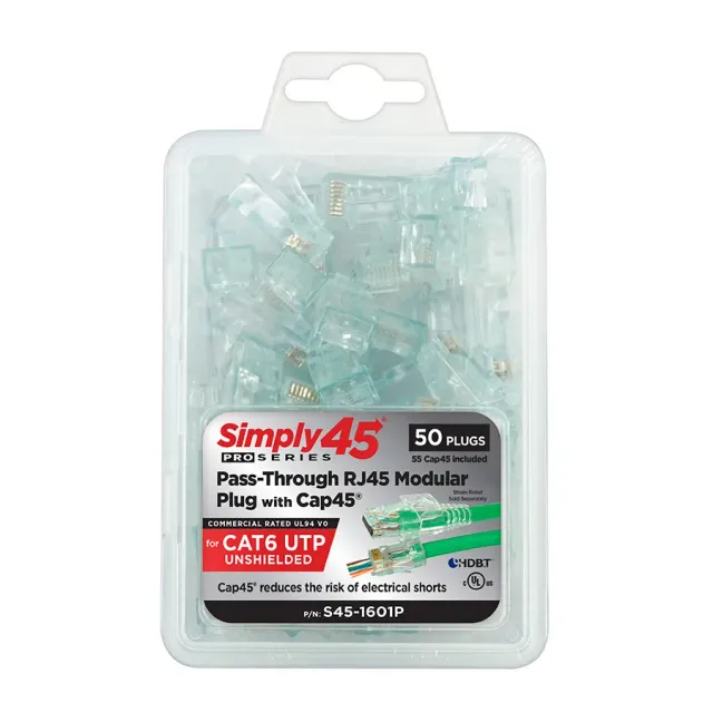 Simply45 S45-1601P RJ45-stik Cat6 50 stk pass-through