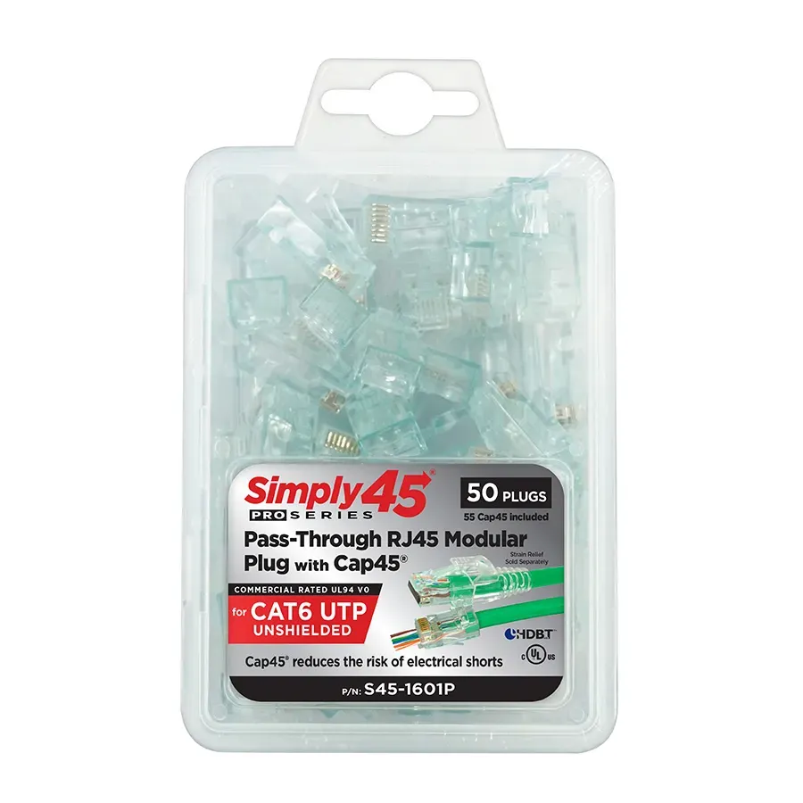 Simply45 S45-1601P RJ45-stik Cat6 50 stk pass-through