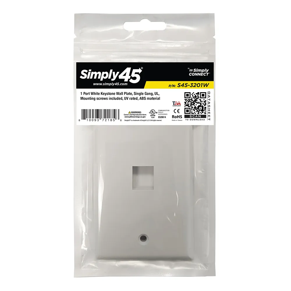 Simply45 S45-3201W keystone vægplade 1 port hvid