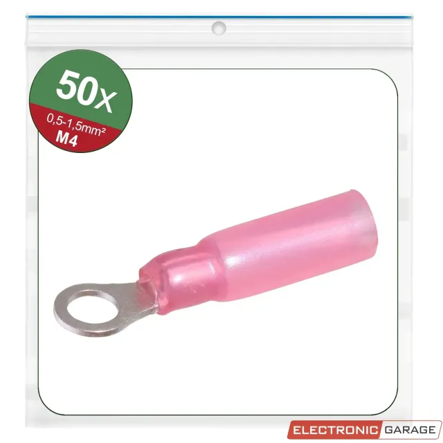Electronic Garage ringkabelsko M4 rød 0,5-1,5 mm² 50 stk krymp