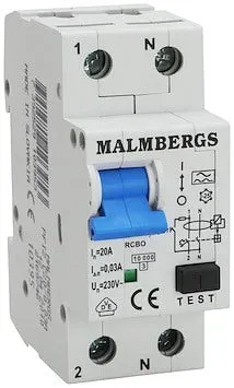 Kombirelæ RCBO 20A 2-pol 30mA automatsikring
