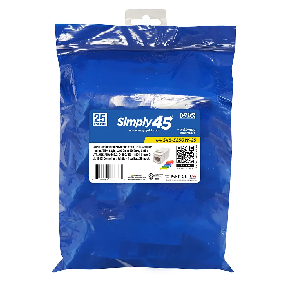 Simply45 Cat5e keystone kobler hvid 25 stk UTP
