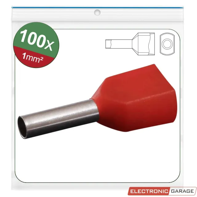 Electronic Garage EG22C435 twin endehylser rød 2x1 mm² 100 stk
