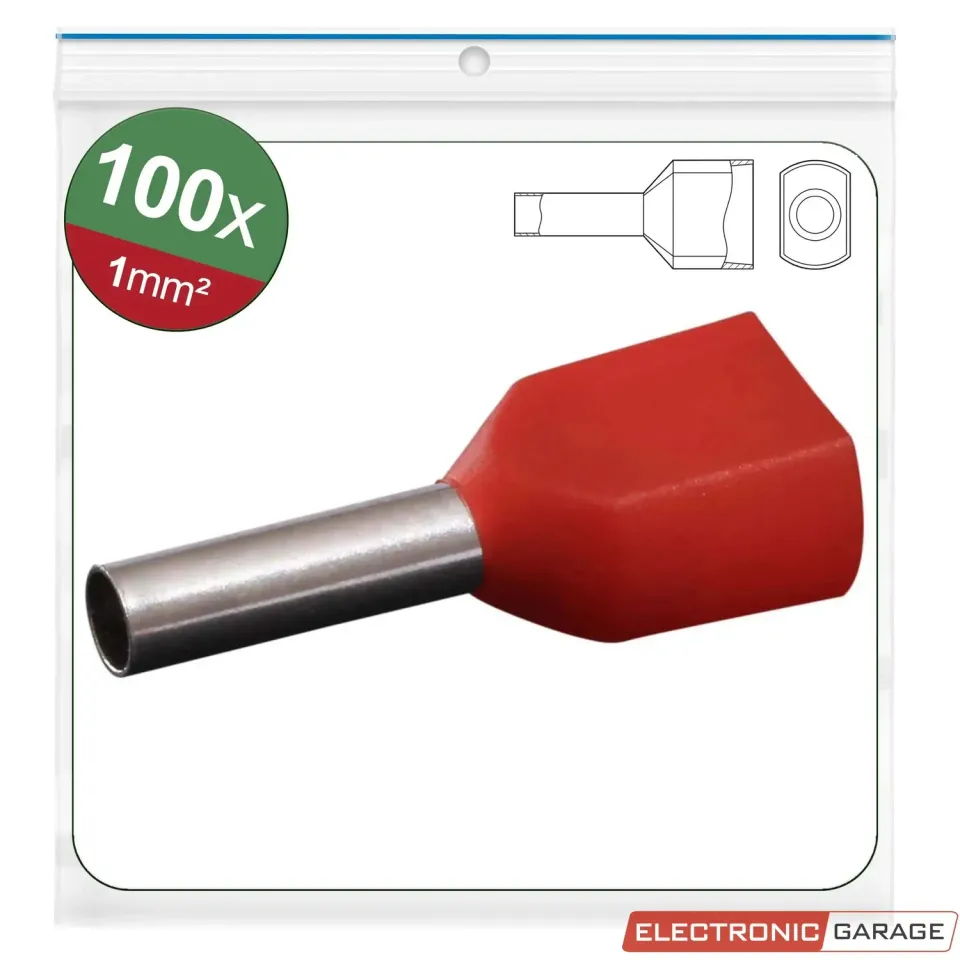 Electronic Garage EG22C435 twin endehylser rød 2x1 mm² 100 stk