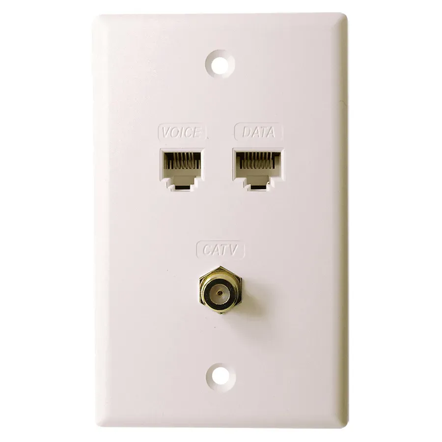 Simply45 123-WT vægplade hvid 10 stk F+CAT3+CAT5