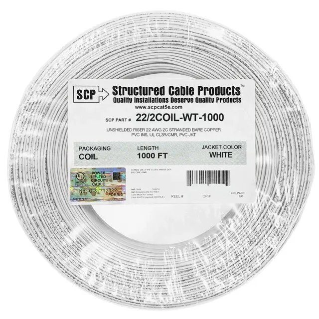 Simply45 22/2COIL-WT alarmkabel 2x22AWG hvid 305m
