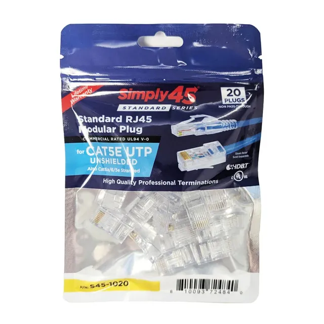 Simply45 Cat5e RJ45 netværksstik UTP 20 stk