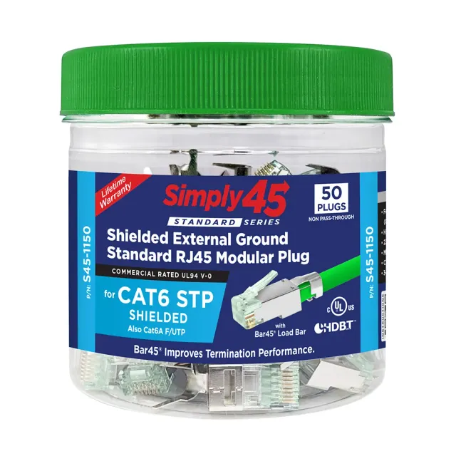 Simply45 S45-1150 RJ45 stik 50 stk skærmet Cat6