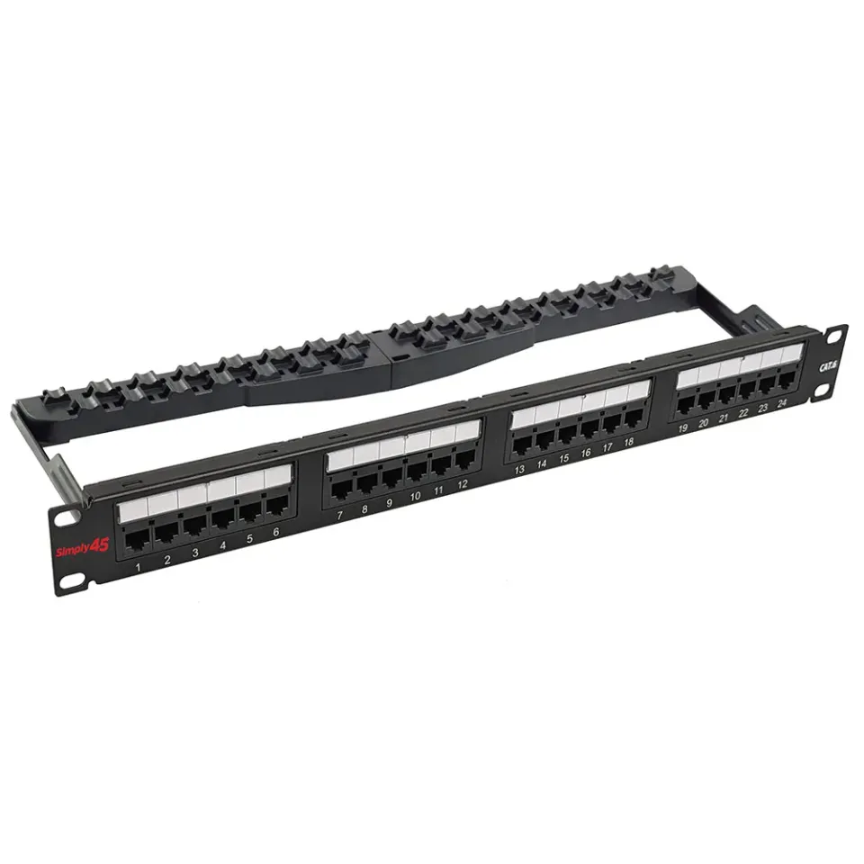 Simply45 Cat6 patchpanel 24-port UTP 19" 1U sort