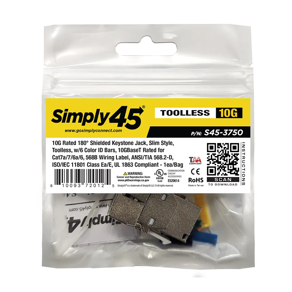 Simply45 10G keystone jack skærmet værktøjsfri