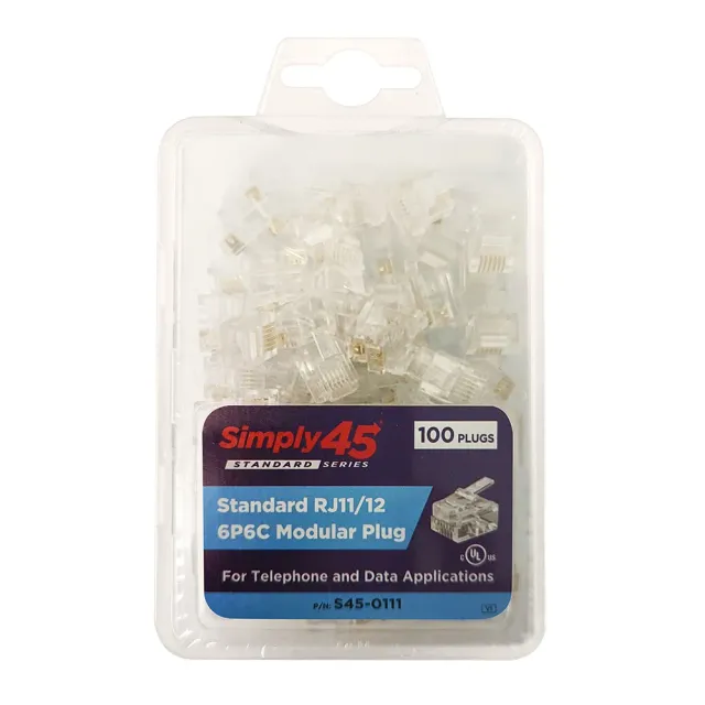 Simply45 RJ11/RJ12 6P6C modulstik 100 stk