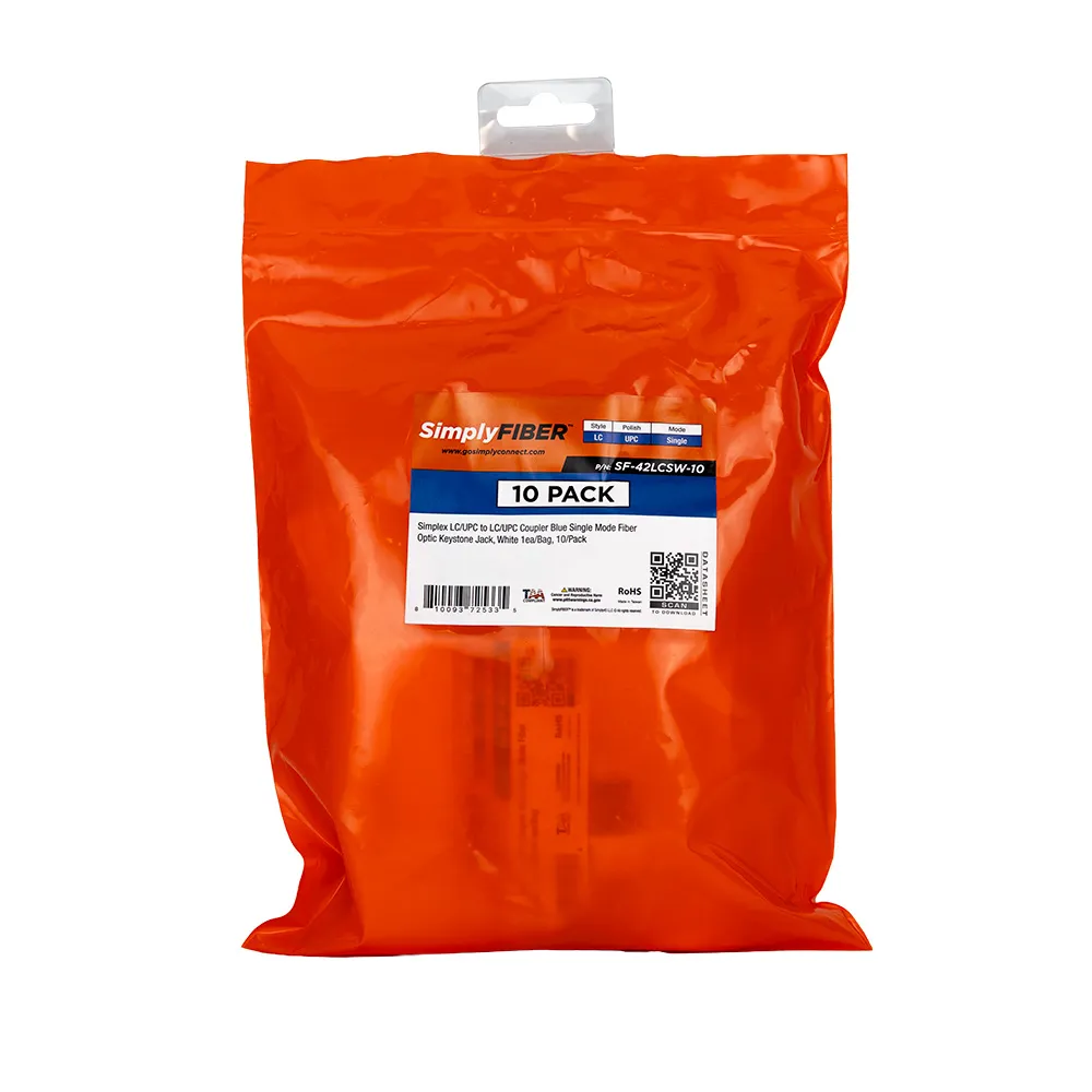 Simply45 LC/UPC Blue SM fiber keystone hvid 10-pak