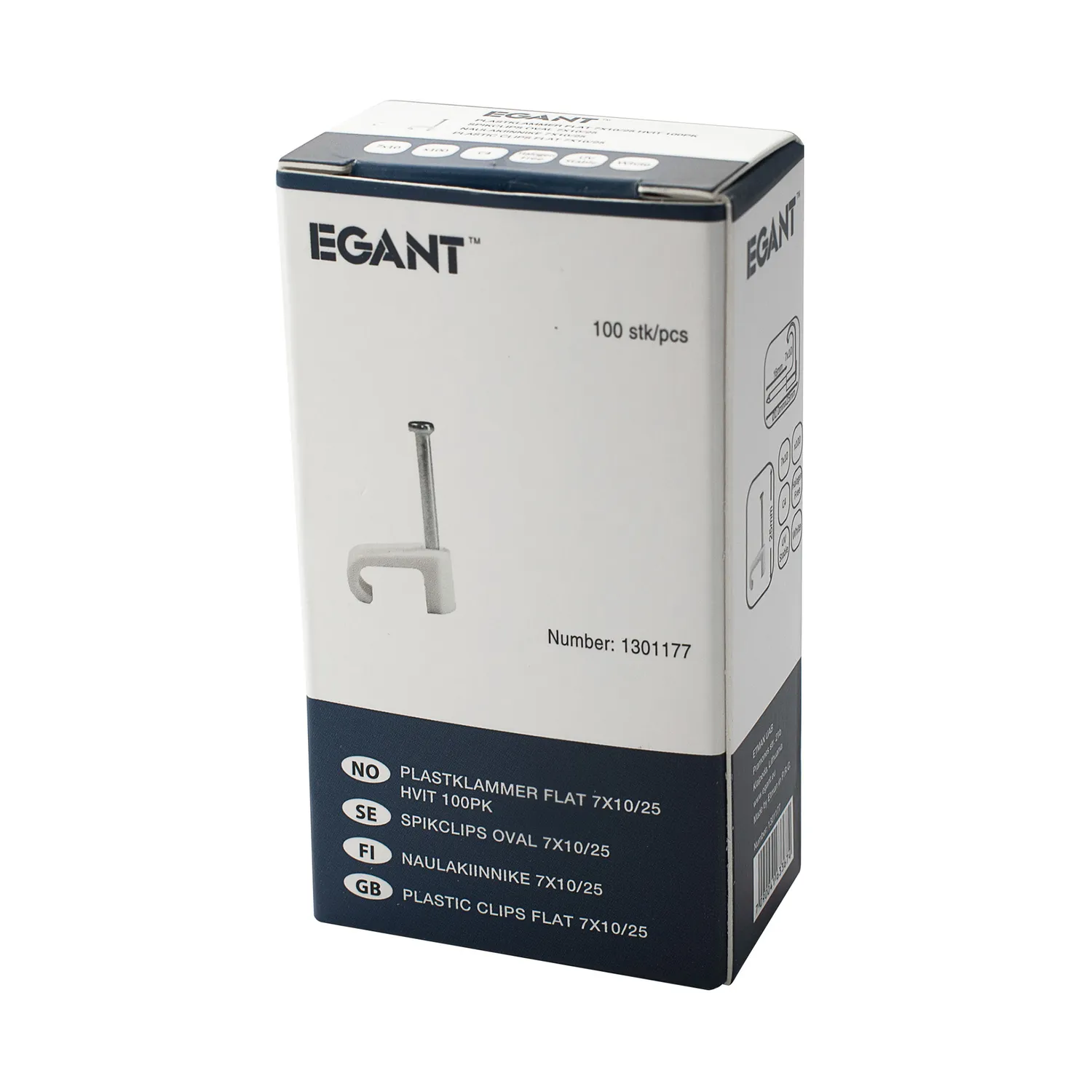 EGANT kabelclips flad 7x10 mm til fladkabel