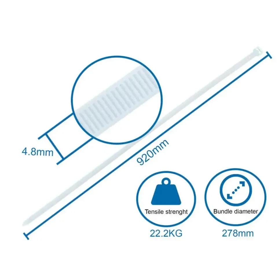 EL-Grossisten Kabelbinder 7,6x750 mm Hvid 100 Stk Nylon