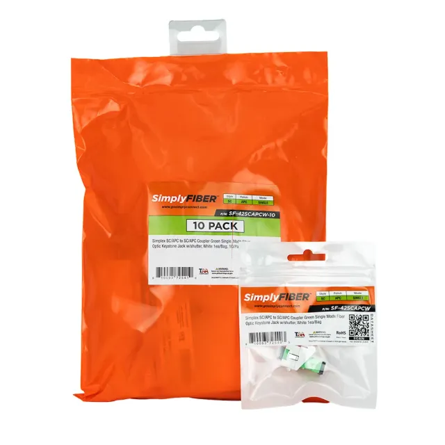 Simply45 SC/APC keystone fiber hvid 10-pak
