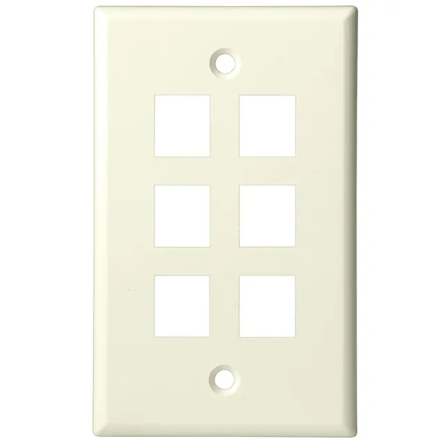 Simply45 206-AL vægplade 6-port almond keystone