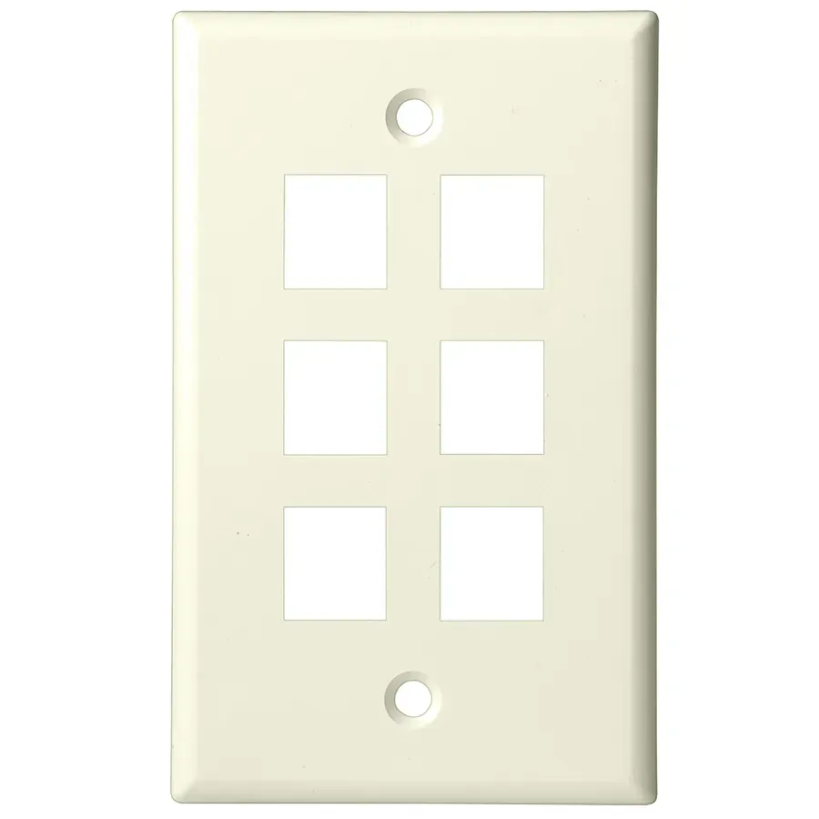 Simply45 206-AL vægplade 6-port almond keystone