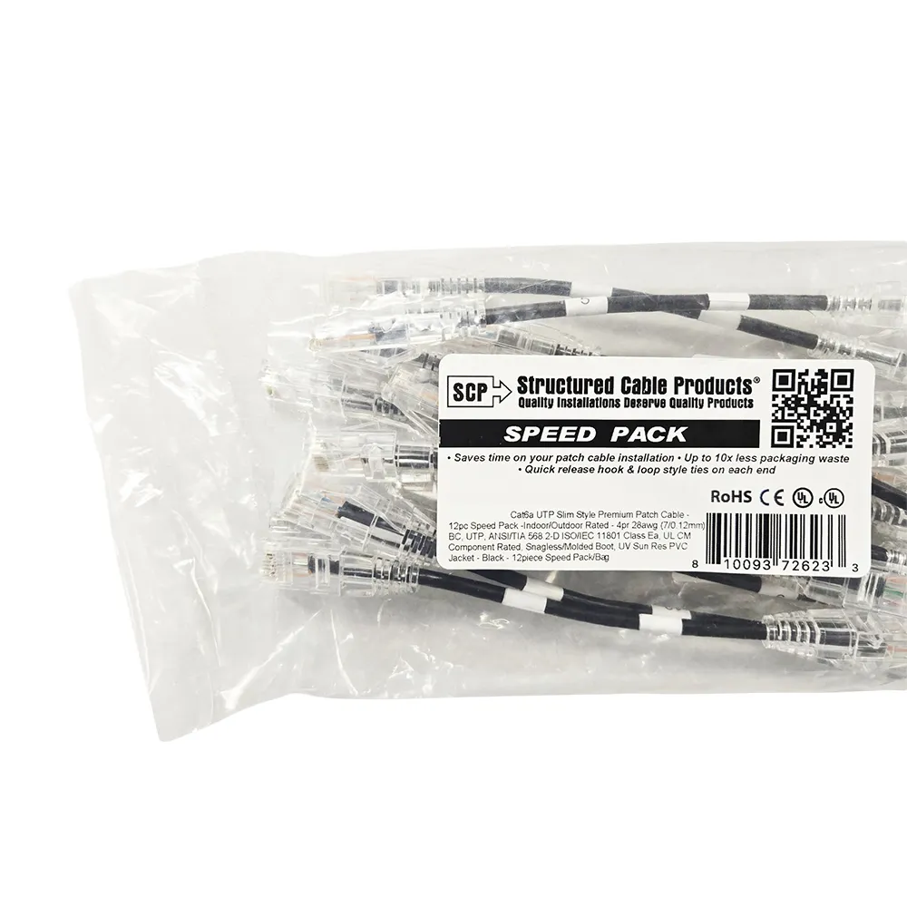 Simply45 C6APC-SL-0.5FT-BK12 Cat6a patchkabel sort 12-pak
