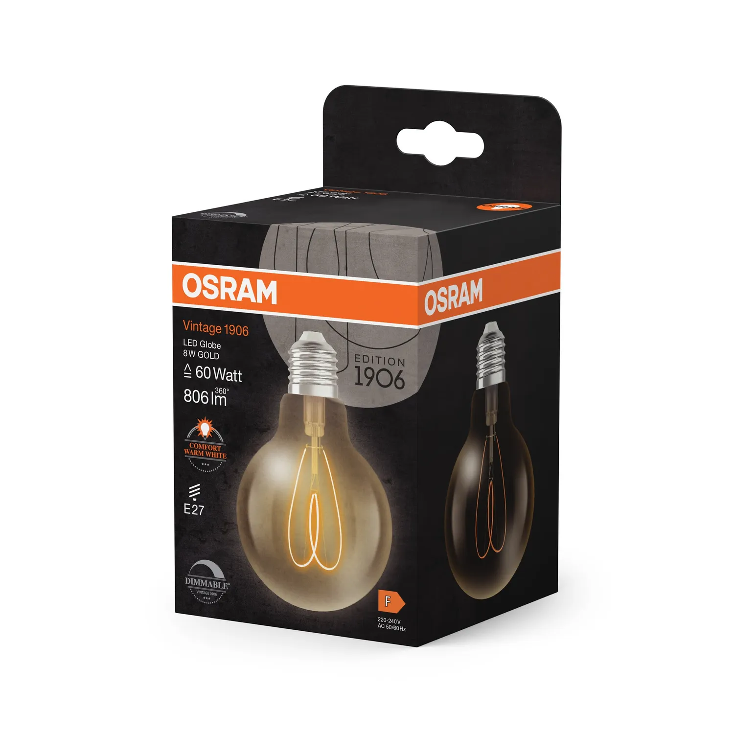 1906 Globe Heart LED-pære guld 8W E27 dæmpbar