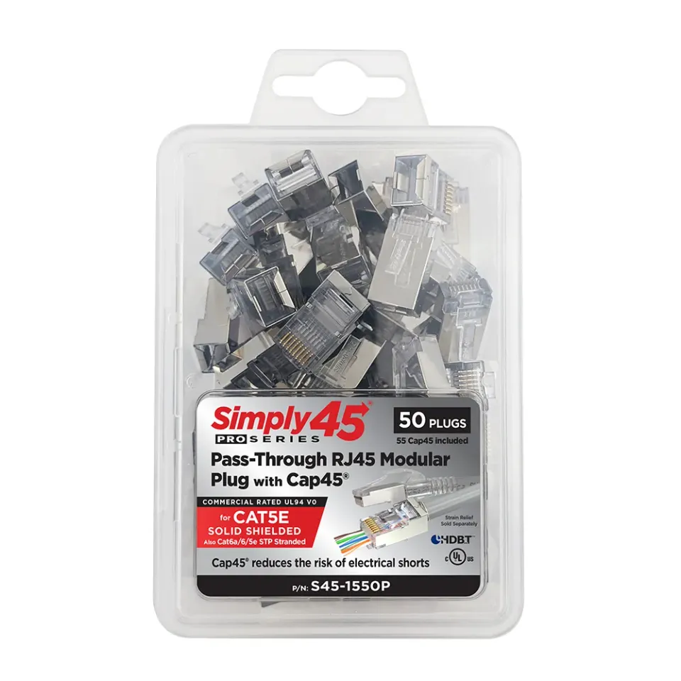 Simply45 ProSeries Cat5e Pass-Through RJ45 stik 50 stk skærmet