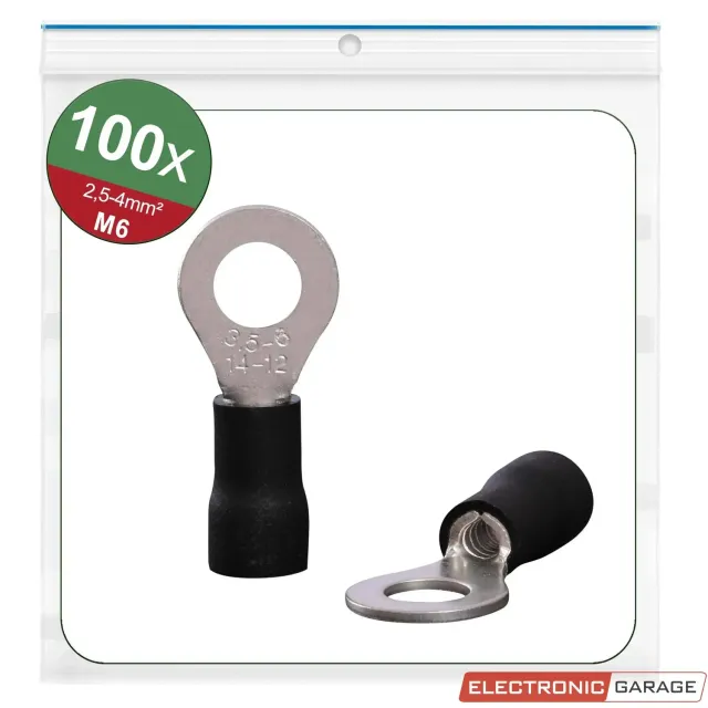 Electronic Garage ringkabelsko M6 sort 2,5-4 mm² 100 stk