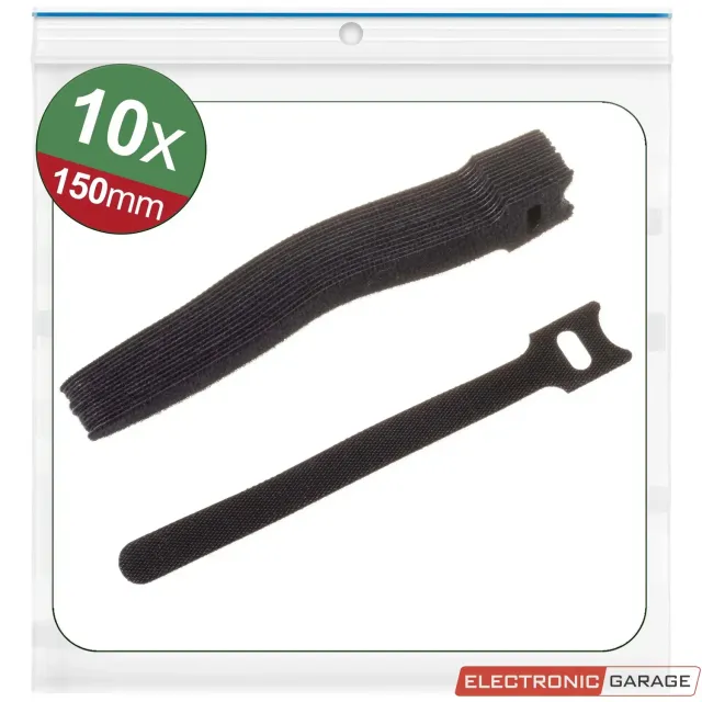Electronic Garage EG 23CA184 velcrobånd 150 mm sort 10 stk