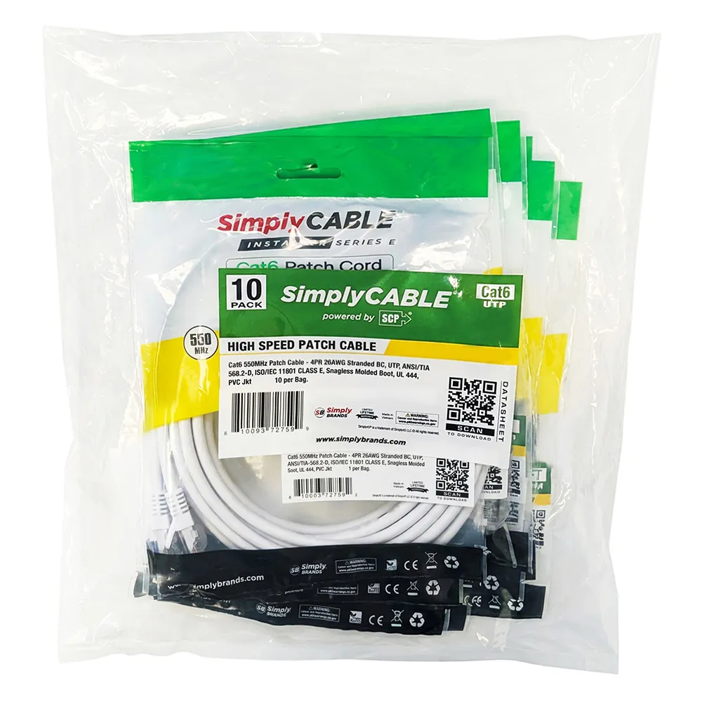Simply45 CAT6 UTP patchkabel hvid 0,6m 10-pak
