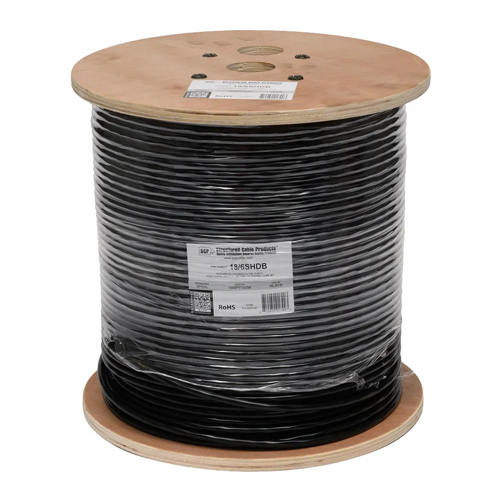 Simply45 18/6SHDB installationskabel sort 1000ft