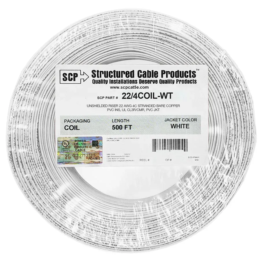 Simply45 22/4 alarmkabel 4x22AWG 152m hvid coil