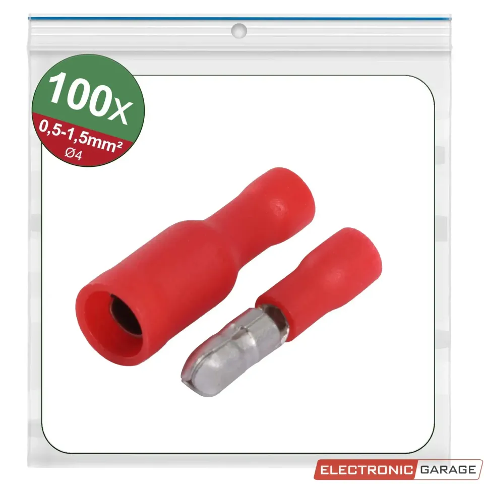 Electronic Garage EG 23C490 rundstik rød 4 mm 100 stk
