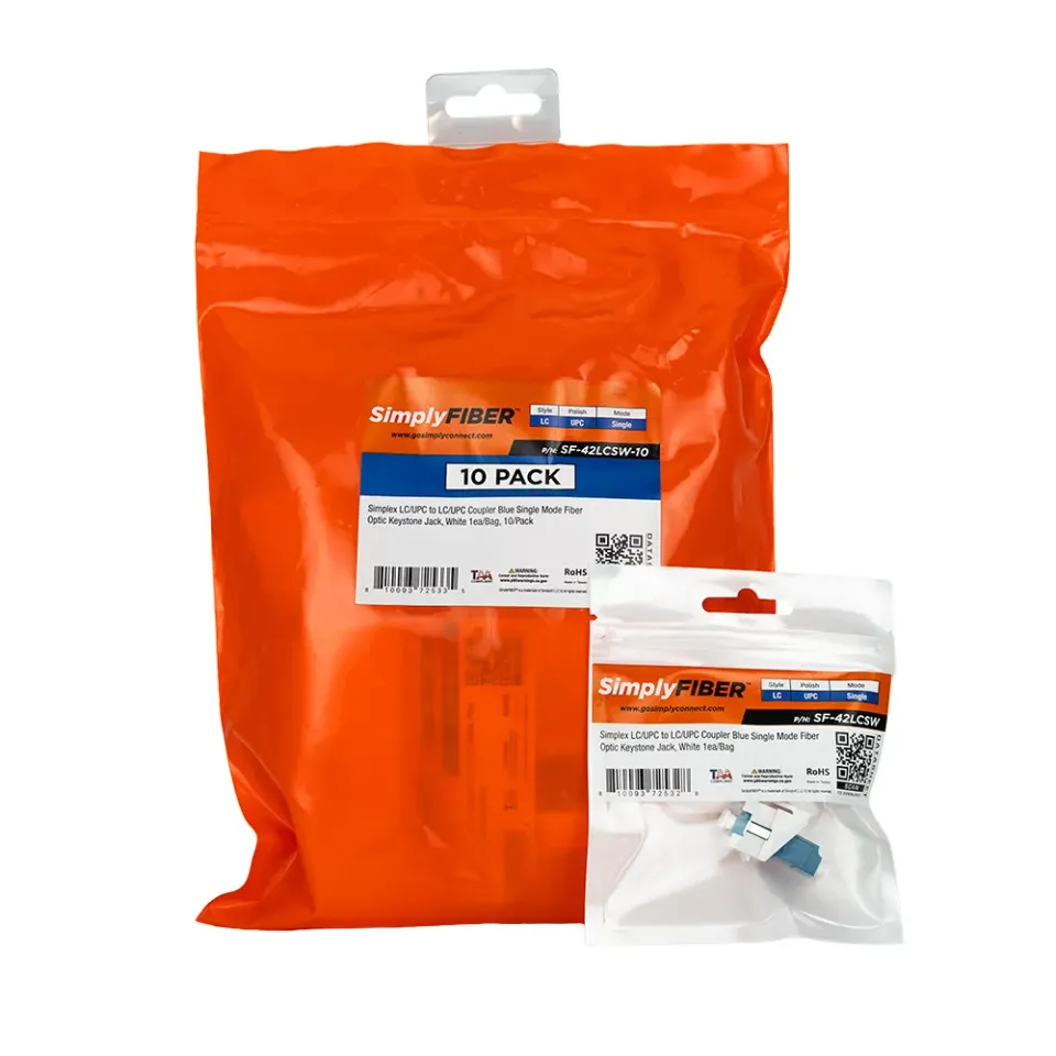 Simply45 LC/UPC Blue SM fiber keystone hvid 10-pak