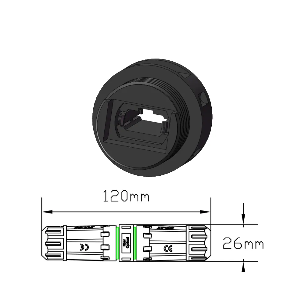 Simply45 Waterproof MPO fiberkobling sort IP68