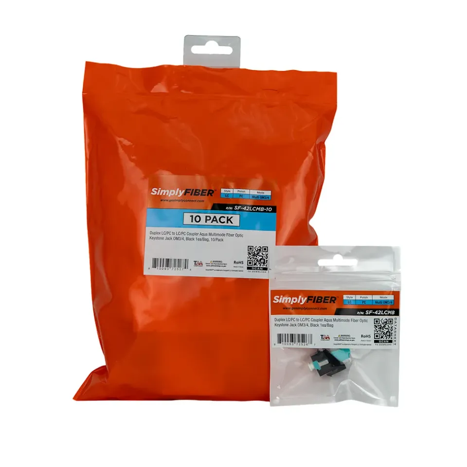 Simply45 LC-LC Aqua fiberkeystone sort 10-pak