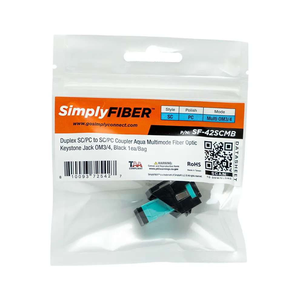 Simply45 SC/PC fiber keystone aqua OM3/4 10-pak